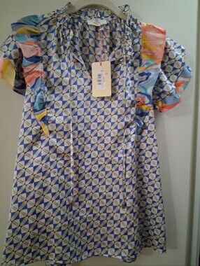Entro Womens Ruffle Sleeve Tunic Blouse Size L